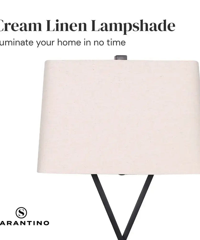 Sarantino Metal Table Lamp Pair Rectangular Shade X Stand-Home & Garden > Lighting-Koala Lamps and Lighting