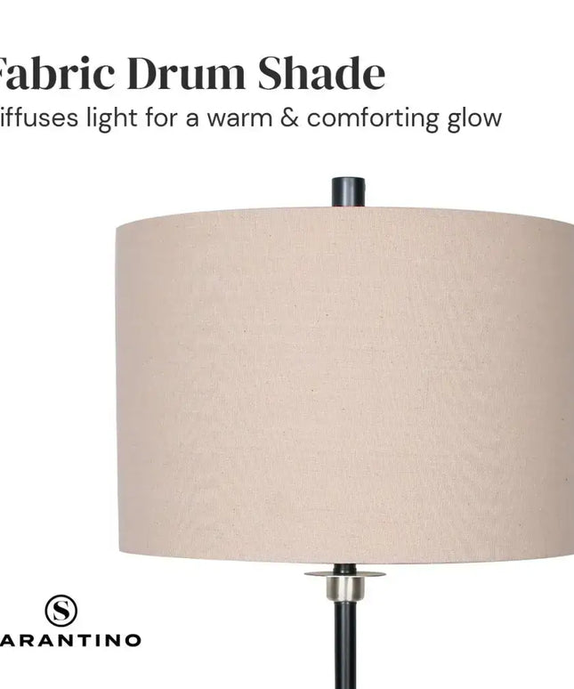 Sarantino Metal Table Lamp with Linen Drum Shade-Home & Garden > Lighting-Koala Lamps and Lighting