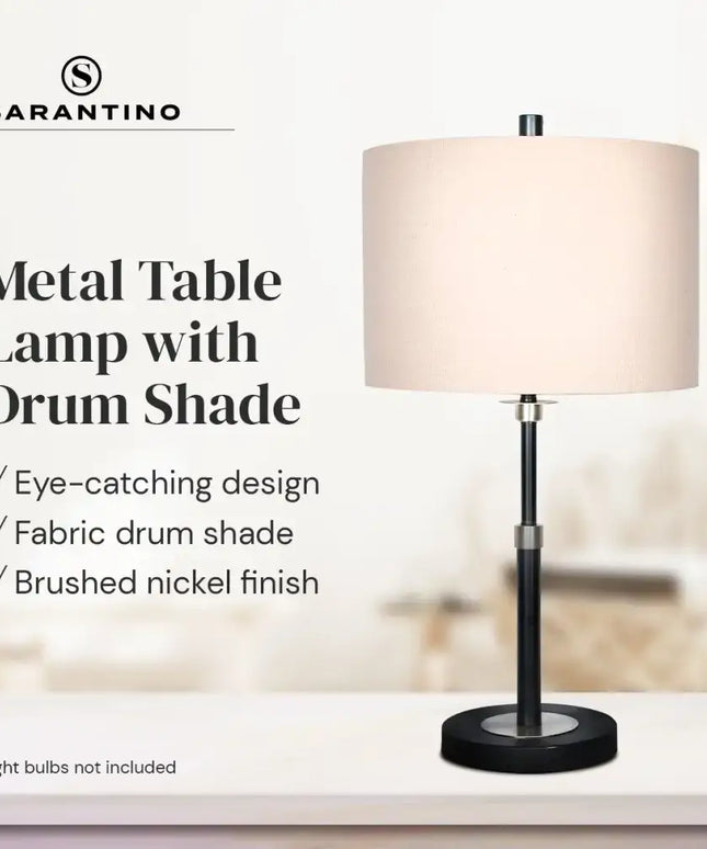 Sarantino Metal Table Lamp with Linen Drum Shade-Home & Garden > Lighting-Koala Lamps and Lighting