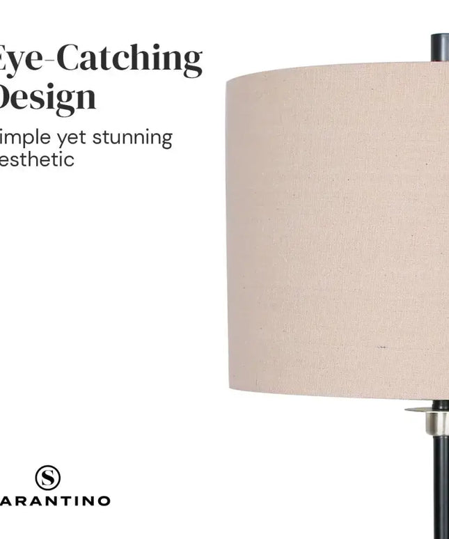 Sarantino Metal Table Lamp with Linen Drum Shade-Home & Garden > Lighting-Koala Lamps and Lighting