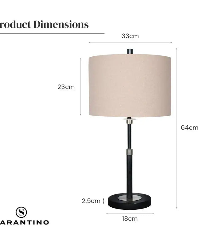 Sarantino Metal Table Lamp with Linen Drum Shade-Home & Garden > Lighting-Koala Lamps and Lighting