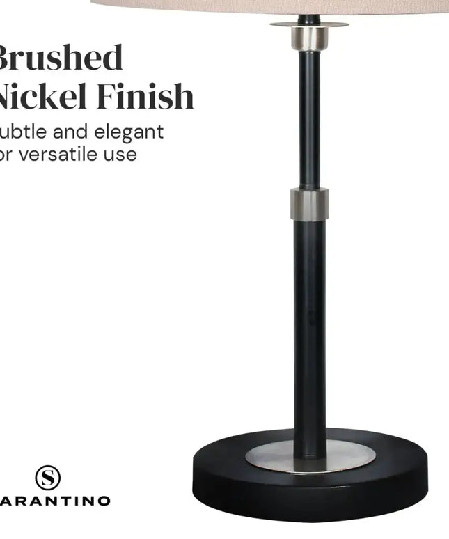 Sarantino Metal Table Lamp with Linen Drum Shade-Home & Garden > Lighting-Koala Lamps and Lighting