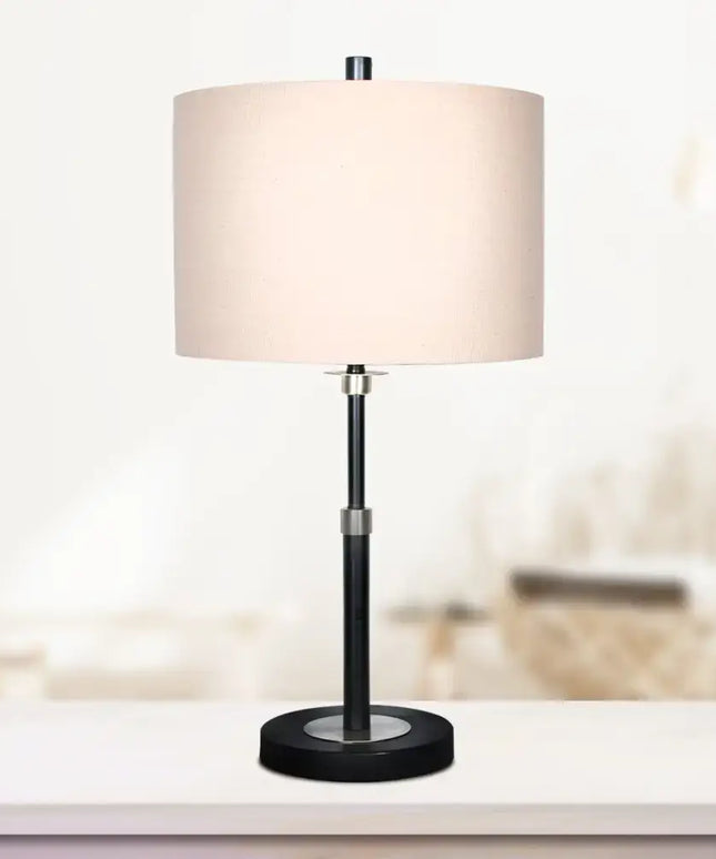 Sarantino Metal Table Lamp with Linen Drum Shade-Home & Garden > Lighting-Koala Lamps and Lighting