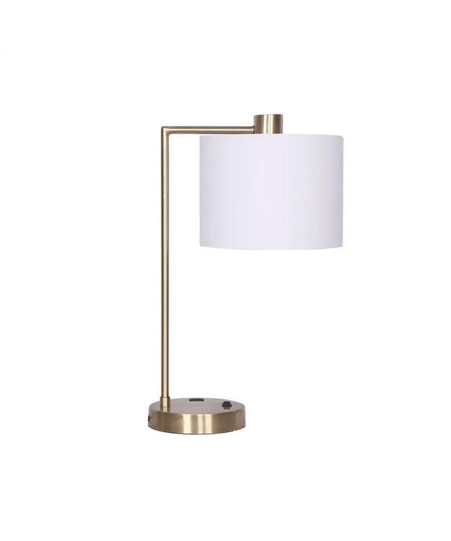 Sarantino Metal Task Lamp with USB Charging Port Antique Brass Finish-Home & Garden > Lighting-Koala Lamps and Lighting