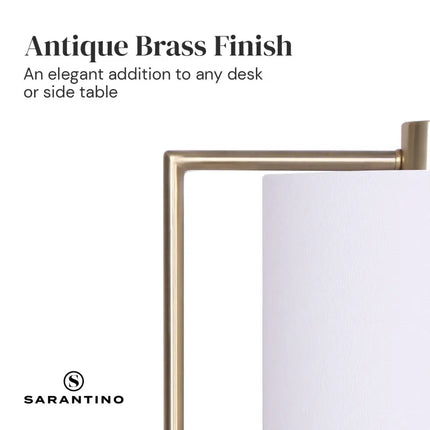 Sarantino Metal Task Lamp with USB Charging Port Antique Brass Finish-Home & Garden > Lighting-Koala Lamps and Lighting
