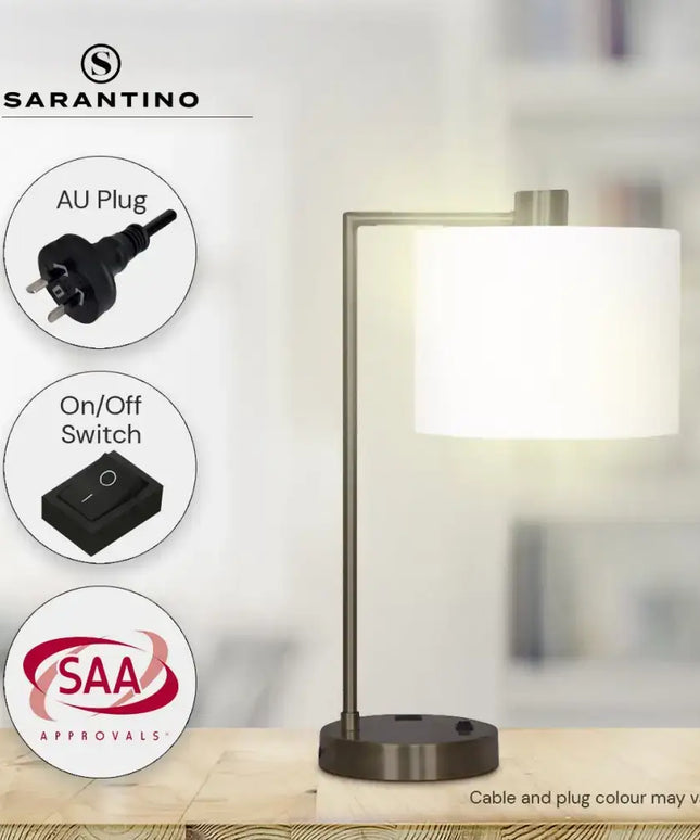 Sarantino Metal Task Lamp with USB Charging Port Bronze Finish-Home & Garden > Lighting-Koala Lamps and Lighting