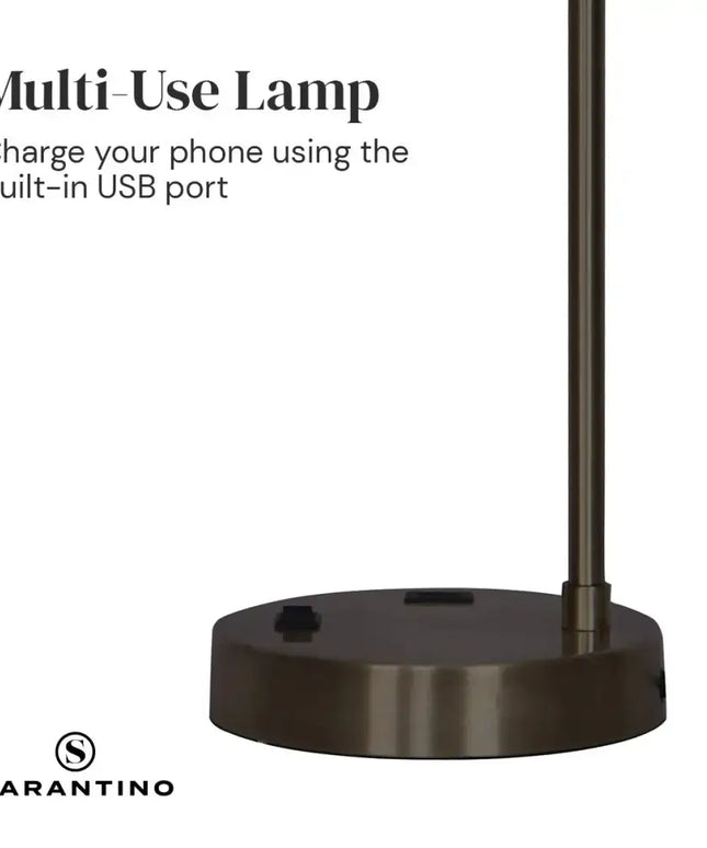 Sarantino Metal Task Lamp with USB Charging Port Bronze Finish-Home & Garden > Lighting-Koala Lamps and Lighting