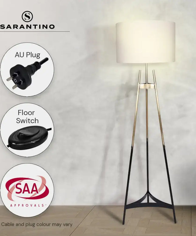 Sarantino Metal Tripod Electric Floor Lamp Gradient Finish-Home & Garden > Lighting-Koala Lamps and Lighting
