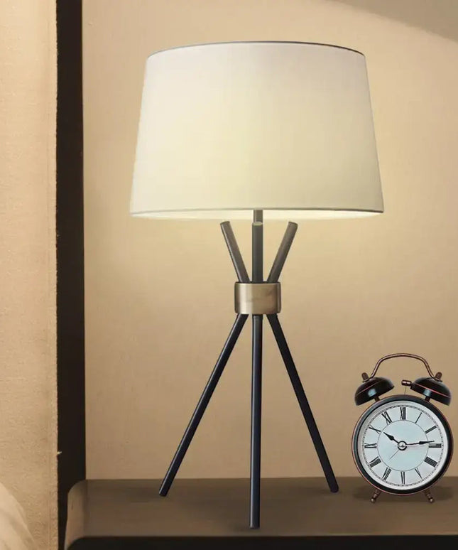 Sarantino Metal Tripod Table Lamp with Antique Brass Accent-Home & Garden > Lighting-Koala Lamps and Lighting