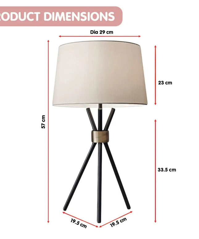 Sarantino Metal Tripod Table Lamp with Antique Brass Accent-Home & Garden > Lighting-Koala Lamps and Lighting