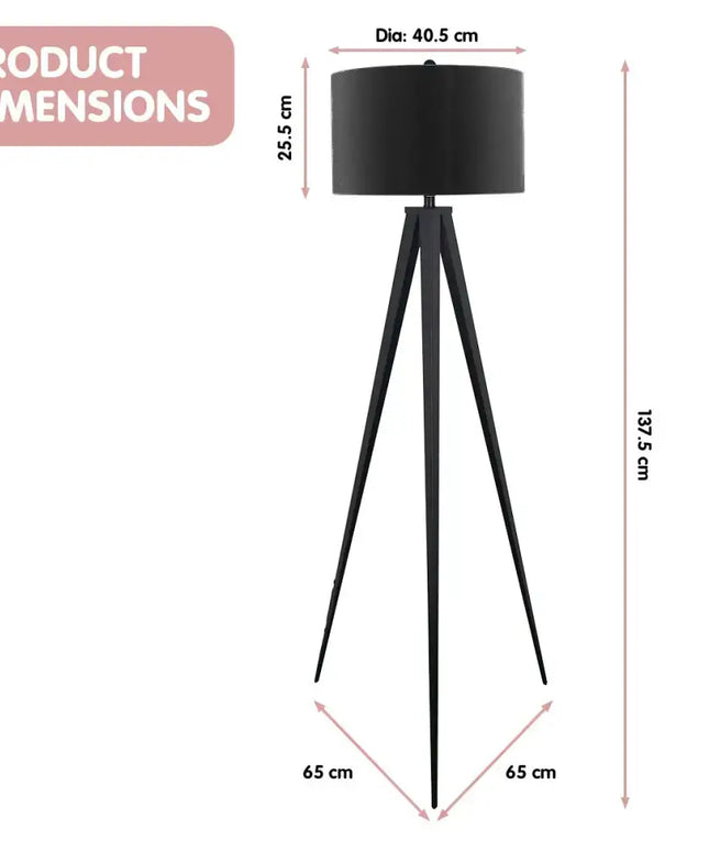 Sarantino Minimalist Modern Tripod Floor Lamp Black-Home & Garden > Lighting-Koala Lamps and Lighting