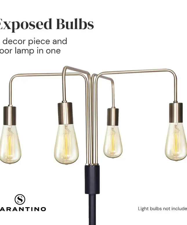 Sarantino Modern Exposed Bulb 4-Arm Industrial Light Floor Lamp-Home & Garden > Lighting-Koala Lamps and Lighting