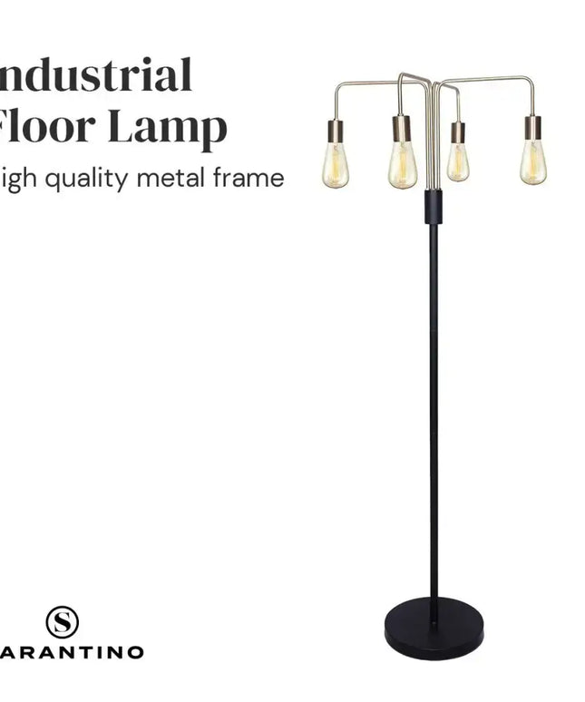 Sarantino Modern Exposed Bulb 4-Arm Industrial Light Floor Lamp-Home & Garden > Lighting-Koala Lamps and Lighting