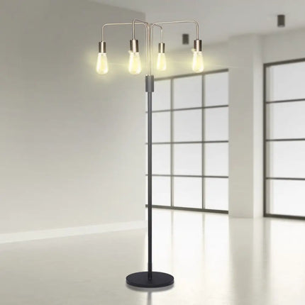 Sarantino Modern Exposed Bulb 4-Arm Industrial Light Floor Lamp-Home & Garden > Lighting-Koala Lamps and Lighting