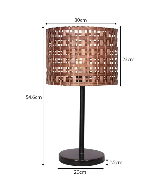 Sarantino Rattan Desk Lamp With Black Marble Base-Home & Garden > Lighting-Koala Lamps and Lighting