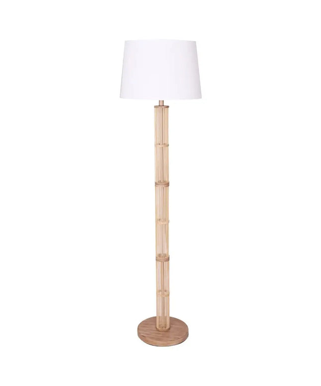 Sarantino Rattan Floor Lamp With Off-White Linen Shade by Sarantino-Home & Garden > Lighting-Koala Lamps and Lighting