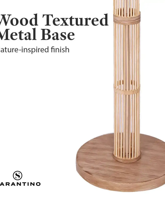 Sarantino Rattan Floor Lamp With Off-White Linen Shade by Sarantino-Home & Garden > Lighting-Koala Lamps and Lighting