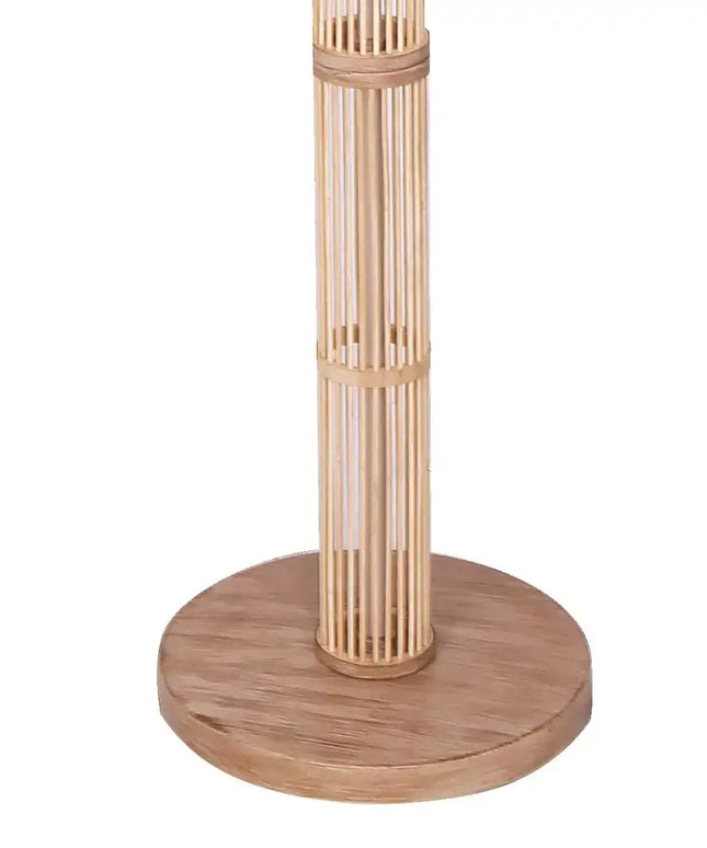 Sarantino Rattan Floor Lamp With Off-White Linen Shade by Sarantino-Home & Garden > Lighting-Koala Lamps and Lighting