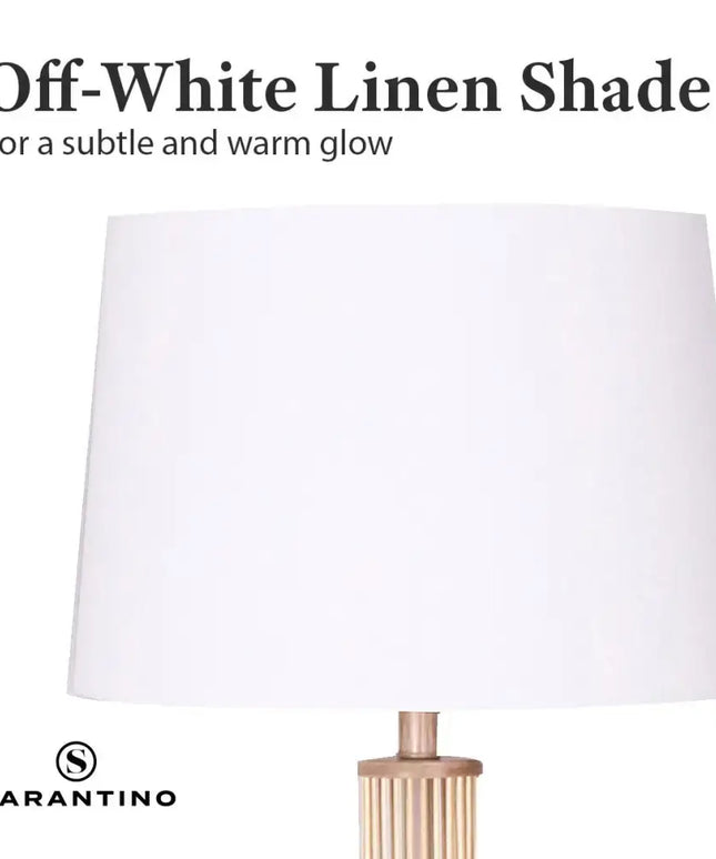 Sarantino Rattan Floor Lamp With Off-White Linen Shade by Sarantino-Home & Garden > Lighting-Koala Lamps and Lighting