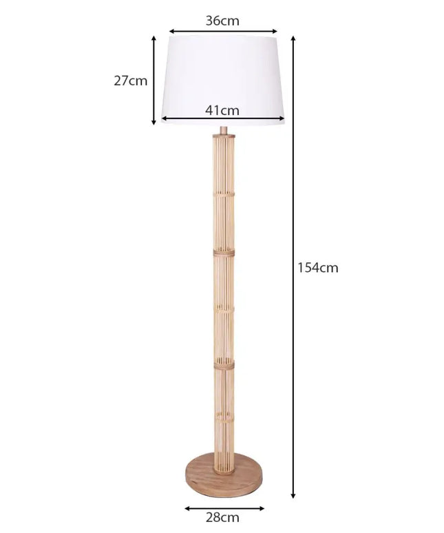 Sarantino Rattan Floor Lamp With Off-White Linen Shade by Sarantino-Home & Garden > Lighting-Koala Lamps and Lighting