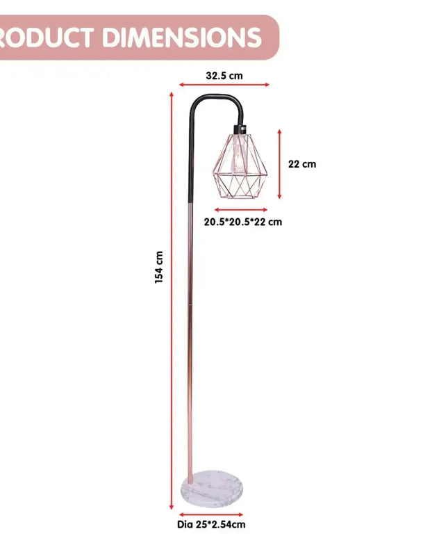 Sarantino Rose Gold Floor Lamp with Geometric Shade-Home & Garden > Lighting-Koala Lamps and Lighting