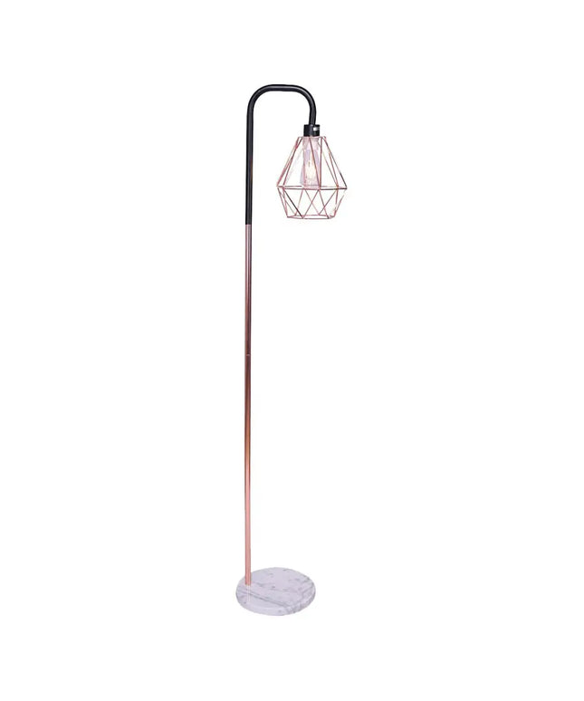 Sarantino Rose Gold Floor Lamp with Geometric Shade-Home & Garden > Lighting-Koala Lamps and Lighting