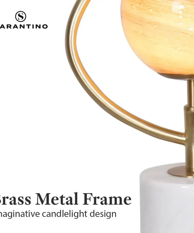 Sarantino Sculptural Orange Glass Table Lamp With White Marble Base-Home & Garden > Lighting-Koala Lamps and Lighting