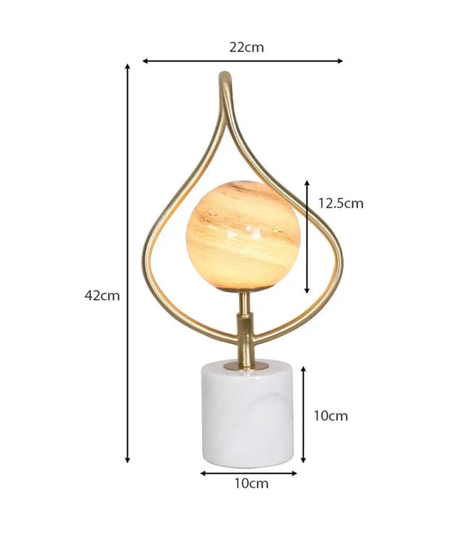 Sarantino Sculptural Orange Glass Table Lamp With White Marble Base-Home & Garden > Lighting-Koala Lamps and Lighting