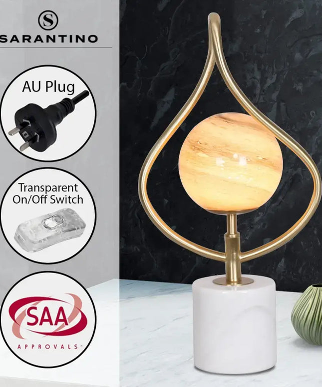 Sarantino Sculptural Orange Glass Table Lamp With White Marble Base-Home & Garden > Lighting-Koala Lamps and Lighting