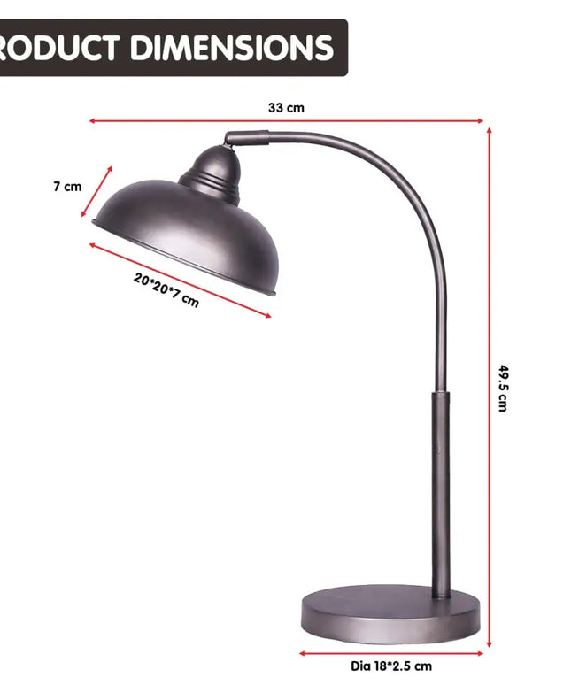 Sarantino Table Lamp Industrial Chic Adjustable Angle - Dark Grey-Home & Garden > Lighting-Koala Lamps and Lighting