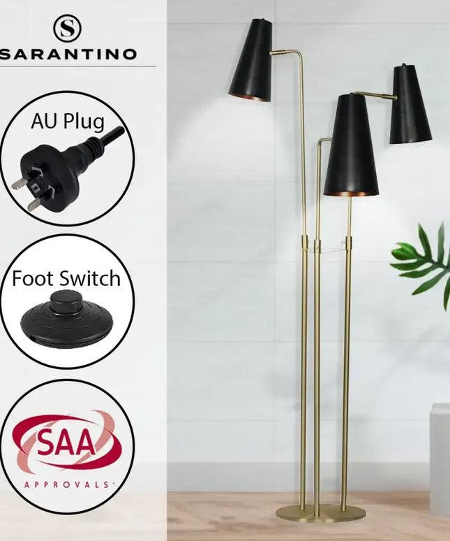 Sarantino Three Metal Shade Floor Lamp-Home & Garden > Lighting-Koala Lamps and Lighting