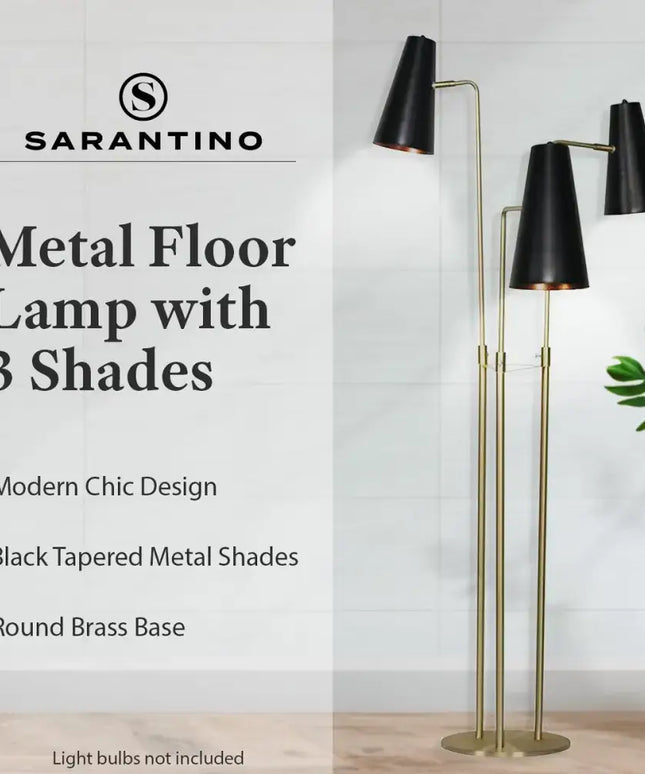 Sarantino Three Metal Shade Floor Lamp-Home & Garden > Lighting-Koala Lamps and Lighting