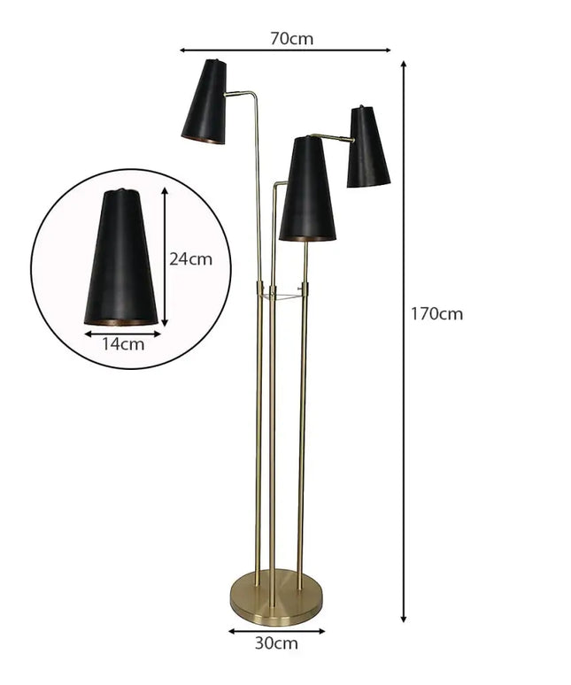 Sarantino Three Metal Shade Floor Lamp-Home & Garden > Lighting-Koala Lamps and Lighting