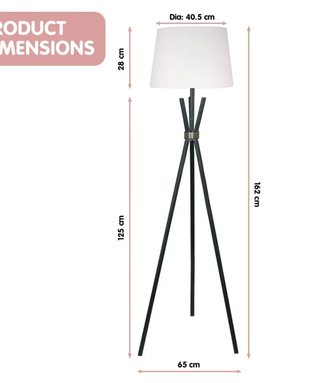 Sarantino Tripod Floor Lamp in Metal and Antique Brass-Home & Garden > Lighting-Koala Lamps and Lighting