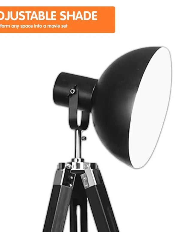 Sarantino Tripod Floor Spot Lamp Reading Adjustable Height Metal Black-Home & Garden > Lighting-Koala Lamps and Lighting
