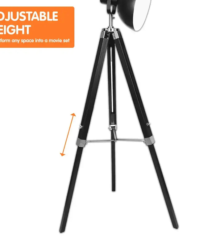 Sarantino Tripod Floor Spot Lamp Reading Adjustable Height Metal Black-Home & Garden > Lighting-Koala Lamps and Lighting