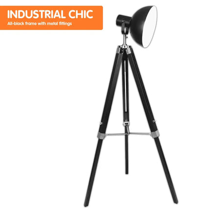 Sarantino Tripod Floor Spot Lamp Reading Adjustable Height Metal Black-Home & Garden > Lighting-Koala Lamps and Lighting