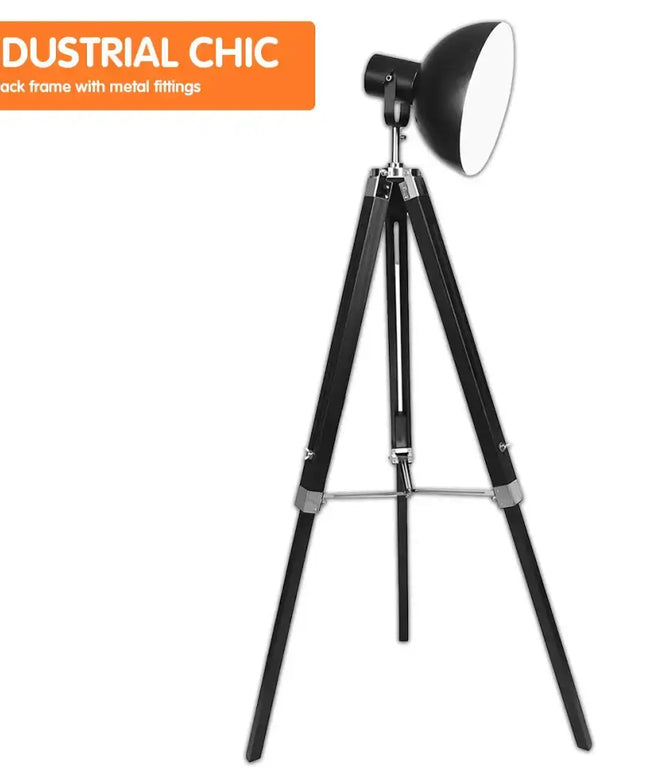 Sarantino Tripod Floor Spot Lamp Reading Adjustable Height Metal Black-Home & Garden > Lighting-Koala Lamps and Lighting