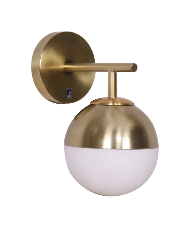 Sarantino Wall Lamp with Gold Metal Base and White Glass Shade-Home & Garden > Lighting-Koala Lamps and Lighting