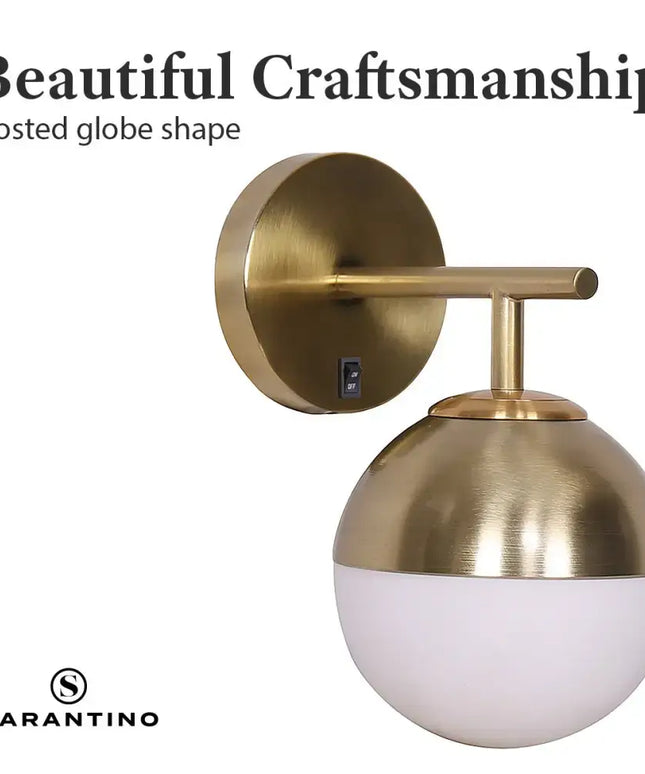 Sarantino Wall Lamp with Gold Metal Base and White Glass Shade-Home & Garden > Lighting-Koala Lamps and Lighting