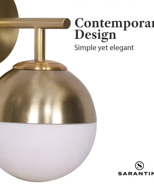 Sarantino Wall Lamp with Gold Metal Base and White Glass Shade-Home & Garden > Lighting-Koala Lamps and Lighting