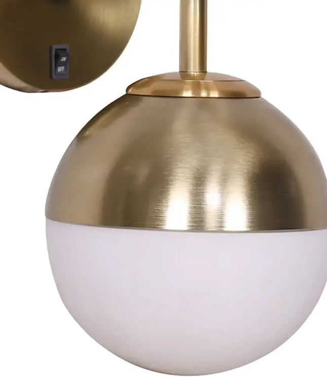 Sarantino Wall Lamp with Gold Metal Base and White Glass Shade-Home & Garden > Lighting-Koala Lamps and Lighting