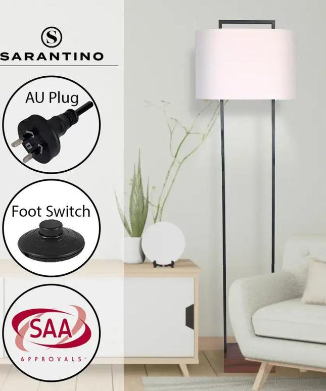 Sarantino Wood Floor Lamp in Cherry Finish-Home & Garden > Lighting-Koala Lamps and Lighting