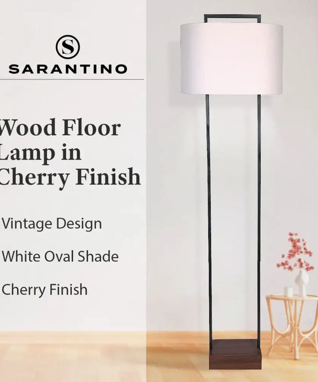 Sarantino Wood Floor Lamp in Cherry Finish-Home & Garden > Lighting-Koala Lamps and Lighting