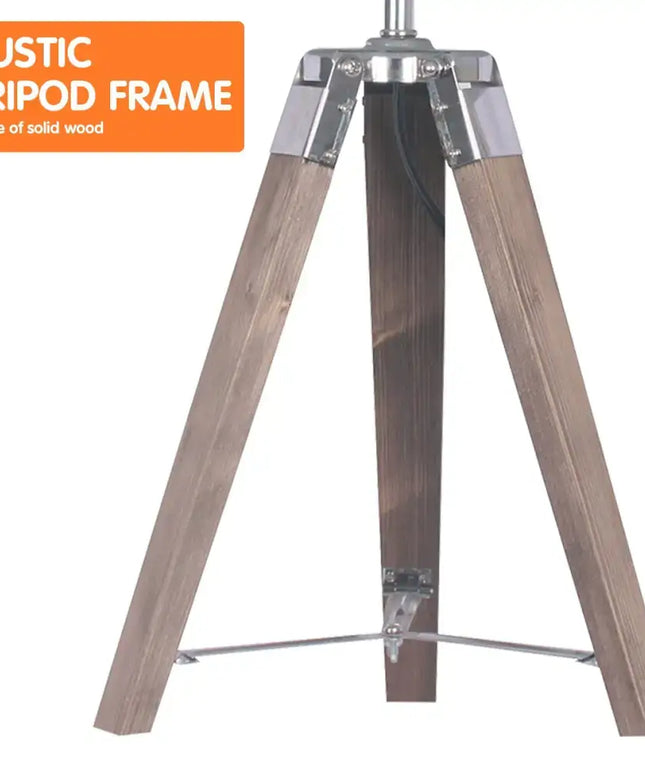 Sarantino Wooden Tripod Table Lamp With Black Taper Fabric Shade-Home & Garden > Lighting-Koala Lamps and Lighting