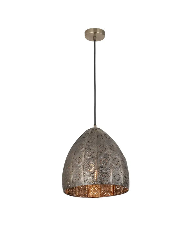 Sari Interior Embossed Ellipse Aged Brass Steel Ombre Pendant Light-Pendant Light-CLA Lighting