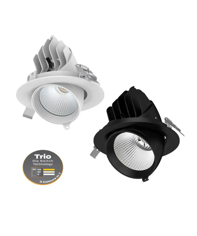 Domus SCOOP-25-TRIO - Round 25W Adjustable LED Tri-Colour Dimmable Downlight 160mm cut out Domus, DOWNLIGHTS, domus-scoop-25-trio-round-25w-adjustable-led-tri-colour-dimmable-downlight-160mm-