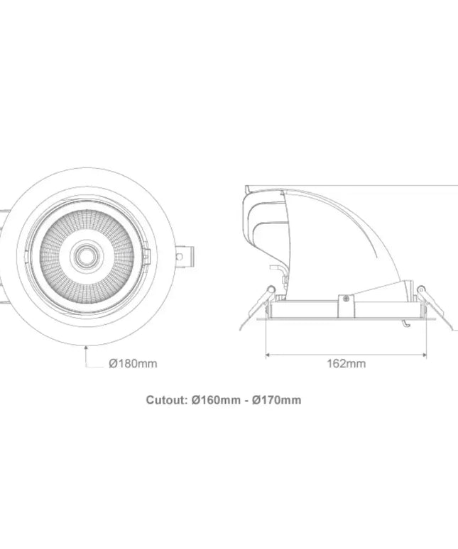 Domus SCOOP-25-TRIO - Round 25W Adjustable LED Tri-Colour Dimmable Downlight 160mm cut out Domus, DOWNLIGHTS, domus-scoop-25-trio-round-25w-adjustable-led-tri-colour-dimmable-downlight-160mm-