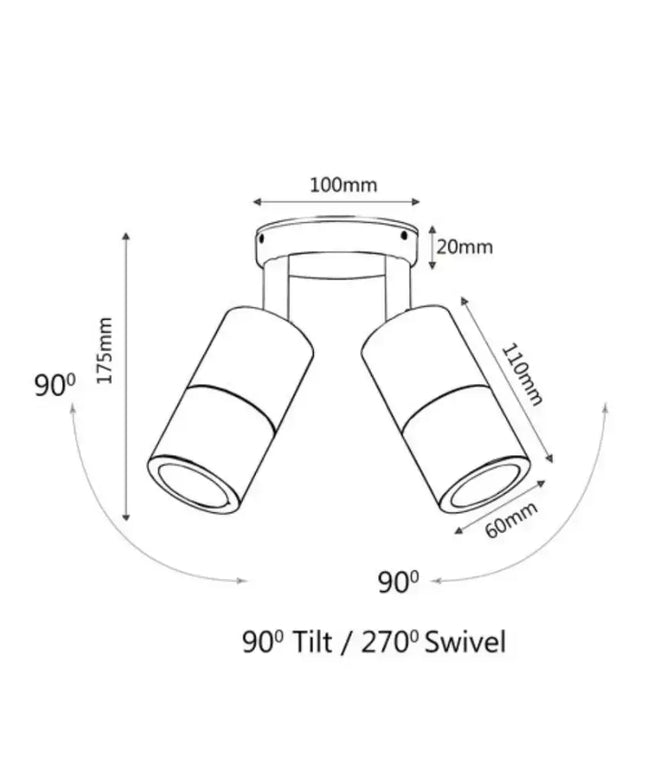 SEASHORE Pillar Tri-Colour LED 2-light Adjustable Wall Spot-Wall Light-Dropli