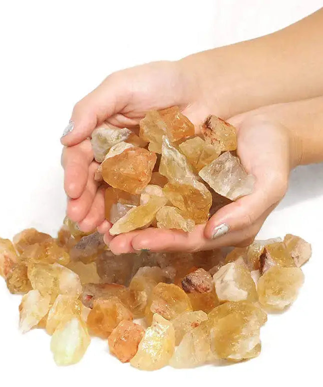 Selenite Fire Bowl With Citrine Rough on Large LED Base - Home & Garden > Home & Garden Others